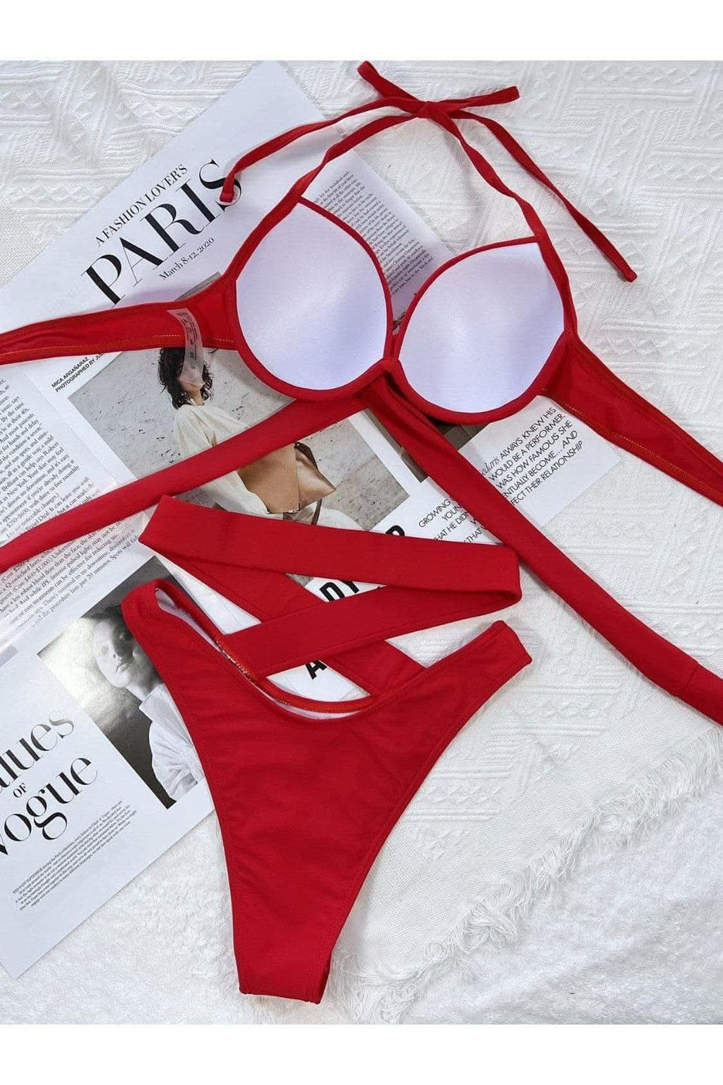 Crisscross Halter Neck Bikini Set - SwagglyLife Home & Fashion
