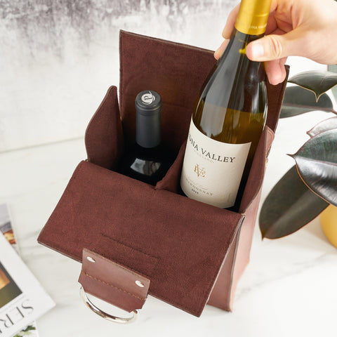 Viski Faux Leather Double-Bottle Wine Tote