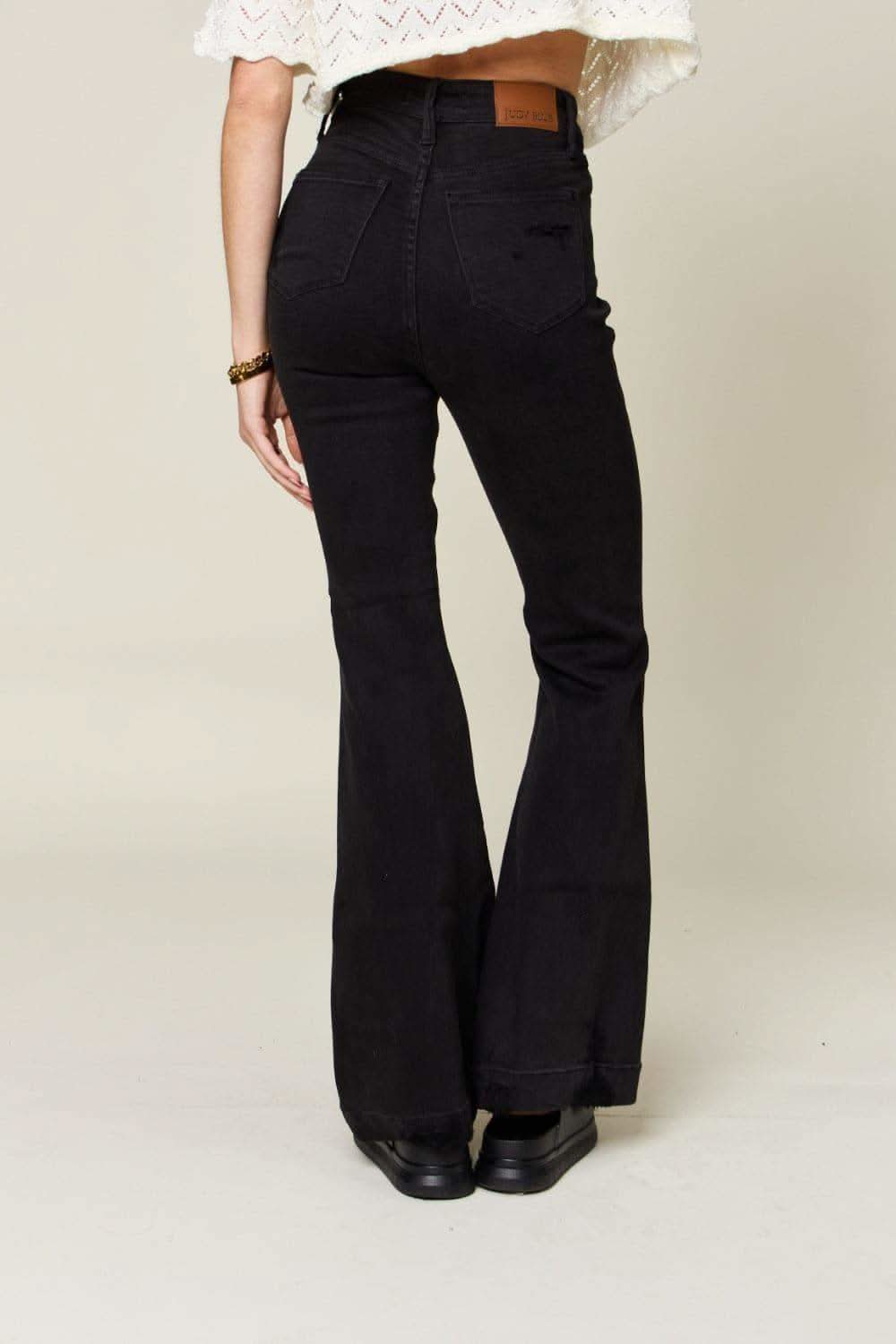Judy Blue Full Size High Waist Distressed Flare Jeans - SwagglyLife Home & Fashion