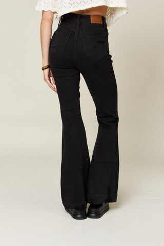 Judy Blue Full Size High Waist Distressed Flare Jeans - SwagglyLife Home & Fashion