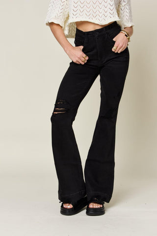 Judy Blue Full Size High Waist Distressed Flare Jeans - SwagglyLife Home & Fashion