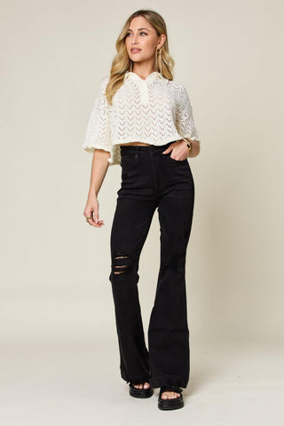 Judy Blue Full Size High Waist Distressed Flare Jeans - SwagglyLife Home & Fashion