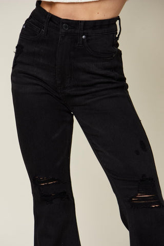 Judy Blue Full Size High Waist Distressed Flare Jeans - SwagglyLife Home & Fashion