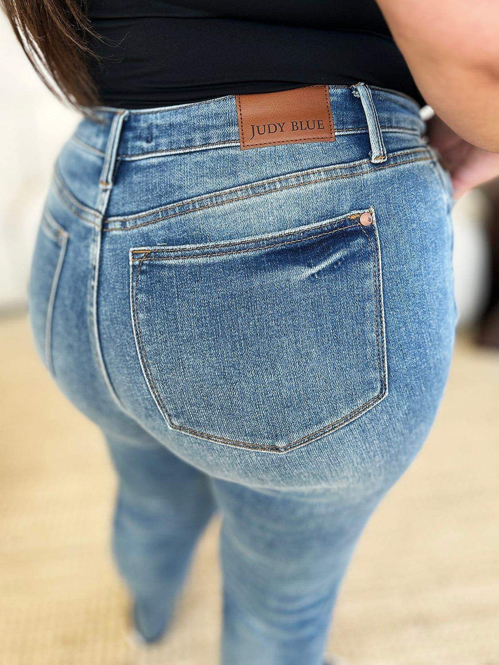Judy Blue Full Size Mid Rise Rigid Magic Release Hem Jeans - SwagglyLife Home & Fashion