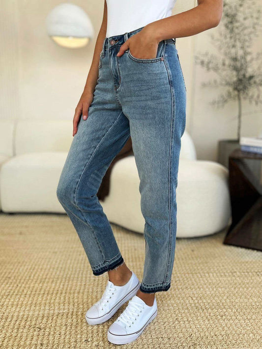 Judy Blue Full Size Mid Rise Rigid Magic Release Hem Jeans in - Jeans photo