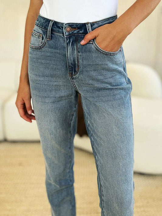 Judy Blue Full Size Mid Rise Rigid Magic Release Hem Jeans in - Jeans photo