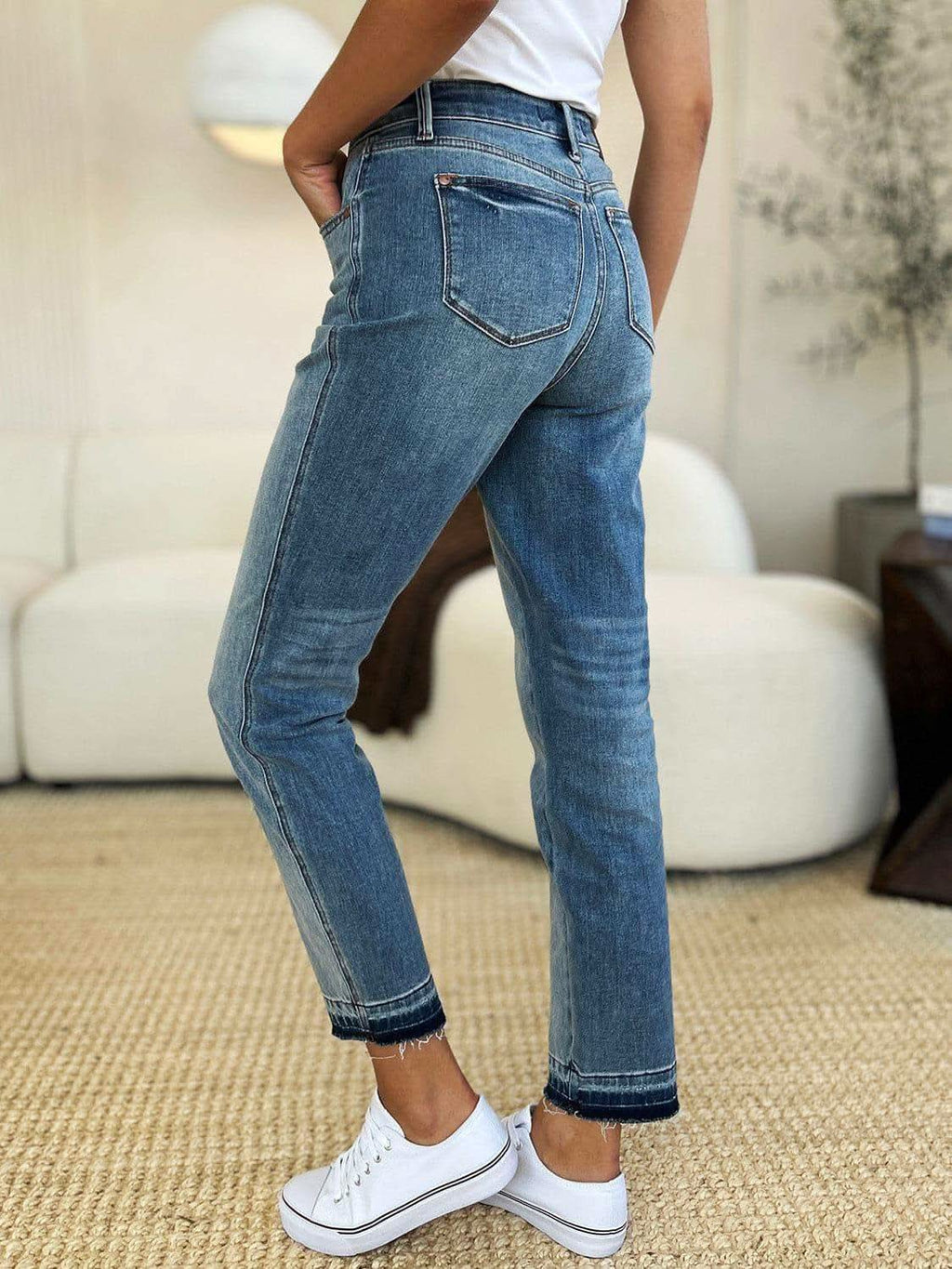 Judy Blue Full Size Mid Rise Rigid Magic Release Hem Jeans - SwagglyLife Home & Fashion