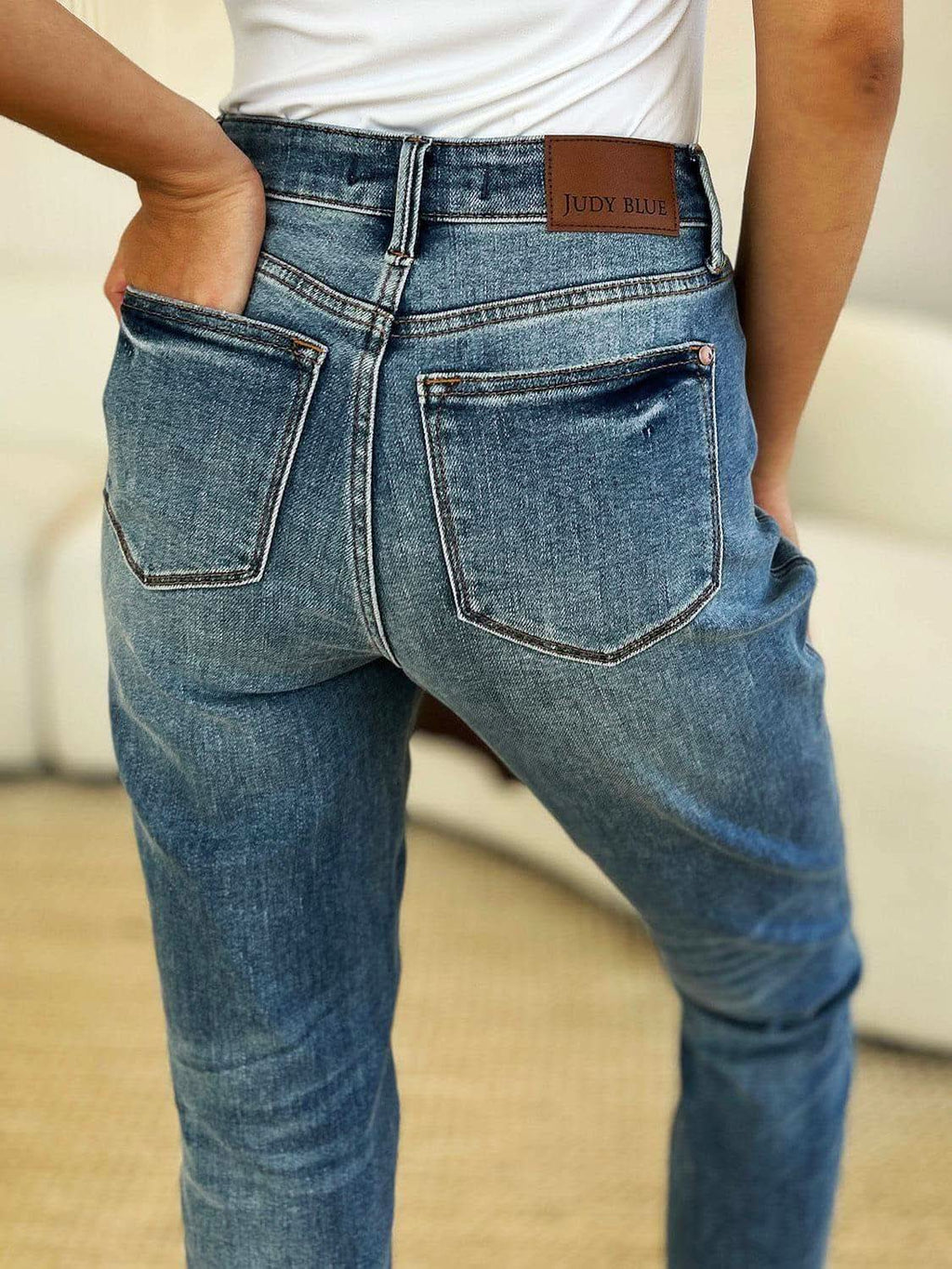 Judy Blue Full Size Mid Rise Rigid Magic Release Hem Jeans - SwagglyLife Home & Fashion