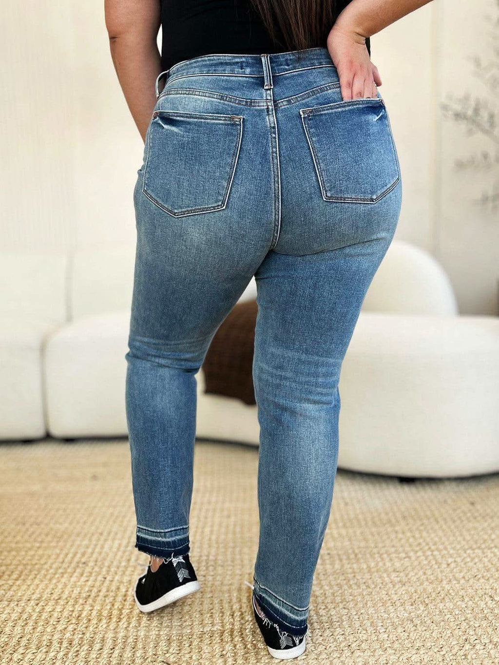 Judy Blue Full Size Mid Rise Rigid Magic Release Hem Jeans - SwagglyLife Home & Fashion
