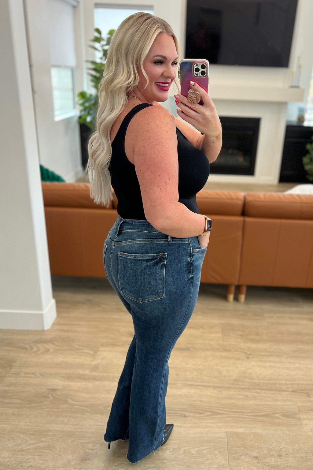 Judy Blue Josephine Mid Rise Raw Hem Bootcut Jeans - SwagglyLife Home & Fashion