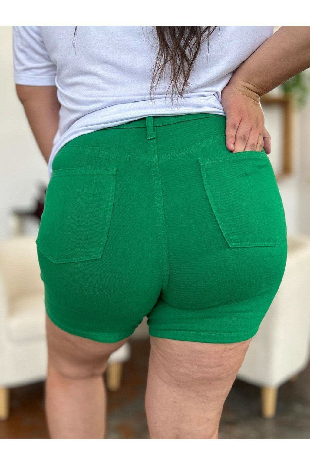 Judy Blue Tummy Control Garment Dyed Denim Shorts - SwagglyLife Home & Fashion