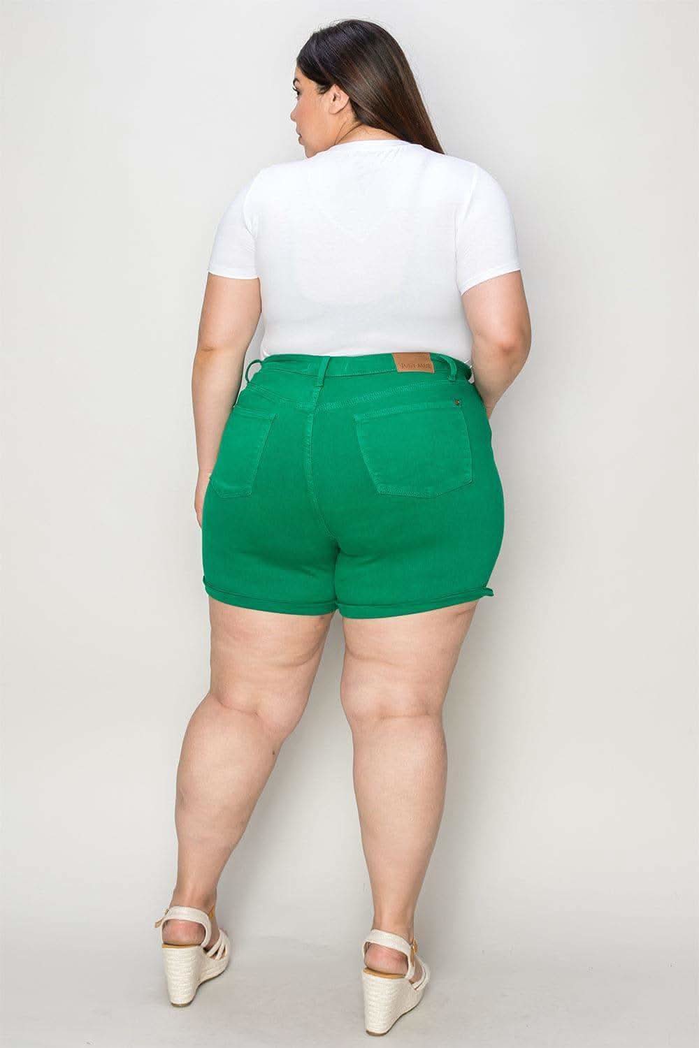 Judy Blue Tummy Control Garment Dyed Denim Shorts - SwagglyLife Home & Fashion