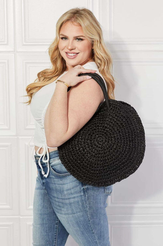 Justin Taylor Beach Date Straw Rattan Handbag in Black in - Handbags photo