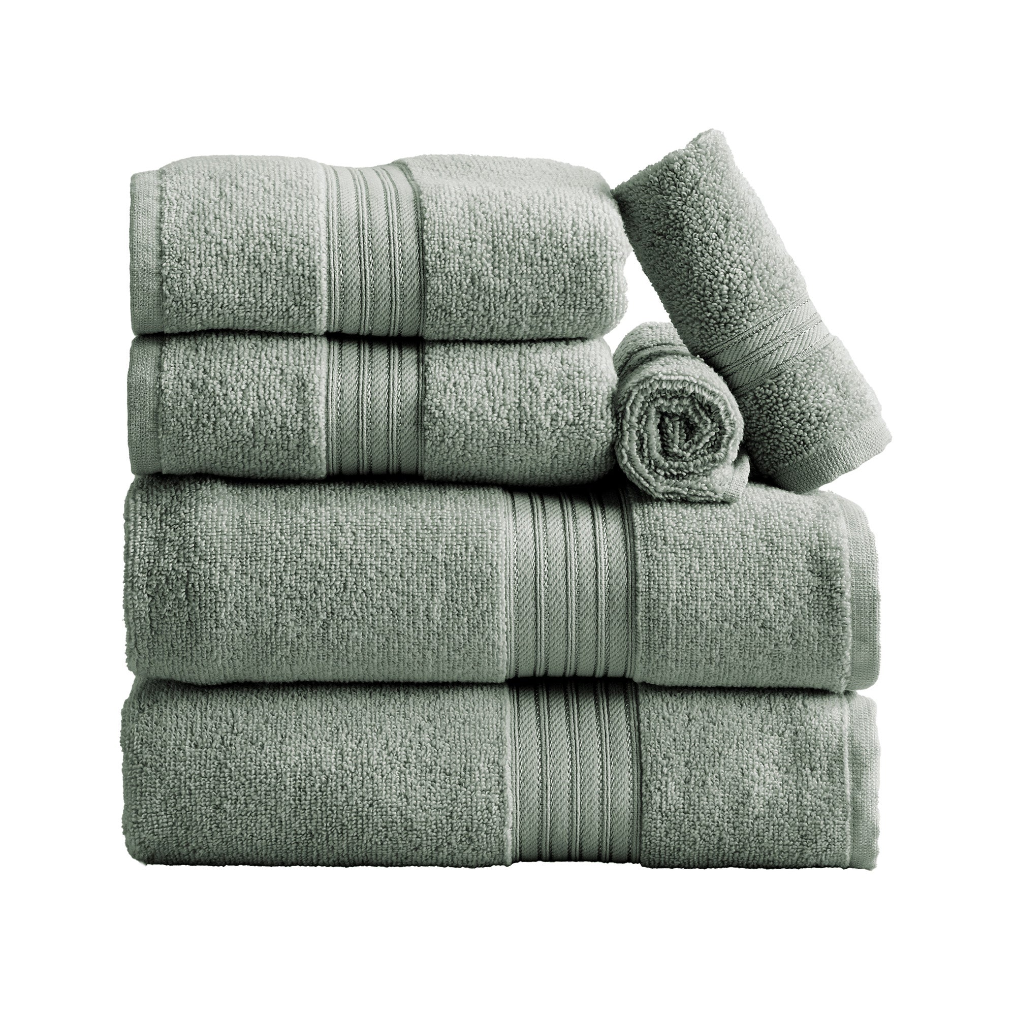 Cotton Terry Bath Towel Set - Cooper Collection in 6 Piece Set Eucalyptus - photo