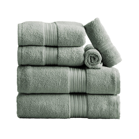 Cotton Terry Bath Towel Set - Cooper Collection in 6 Piece Set Eucalyptus - photo