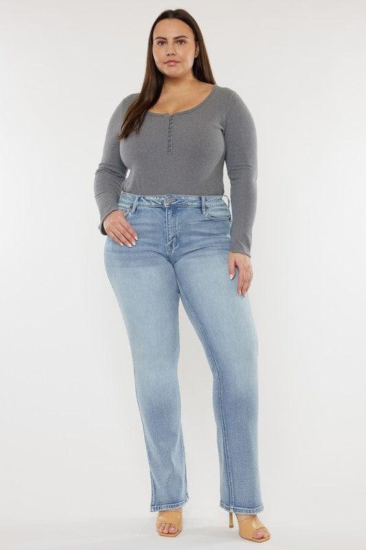 Kan Can USA Plus Mid Rise Y2K Medium Wash Bootcut Jeans - SwagglyLife Home & Fashion