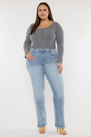 Kan Can USA Plus Mid Rise Y2K Medium Wash Bootcut Jeans - SwagglyLife Home & Fashion