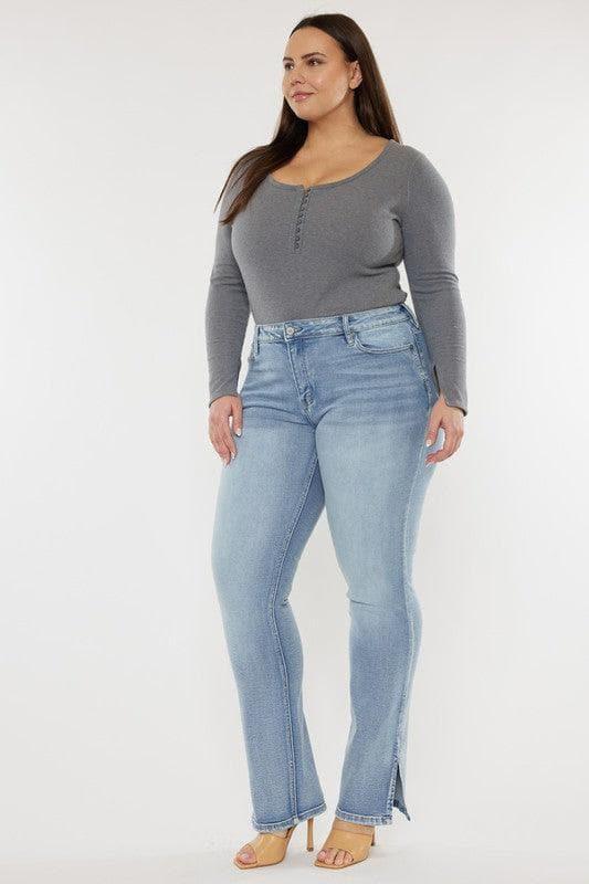 Kan Can USA Plus Mid Rise Y2K Medium Wash Bootcut Jeans - SwagglyLife Home & Fashion