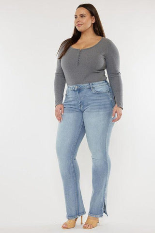 Kan Can USA Plus Mid Rise Y2K Medium Wash Bootcut Jeans - SwagglyLife Home & Fashion