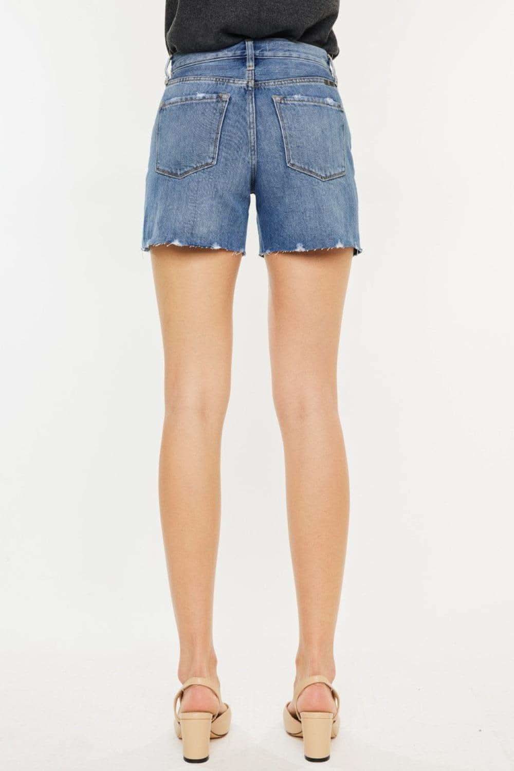 Kancan Distressed High Waist Denim Shorts - SwagglyLife Home & Fashion