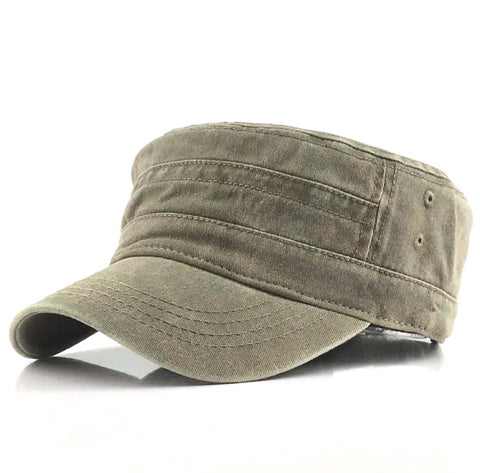 Distressed Cadet Caps in Khaki - photo