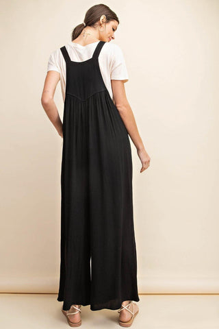 Kori America Full Size Sleeveless Ruched Wide Leg Overalls - SwagglyLife Home & Fashion