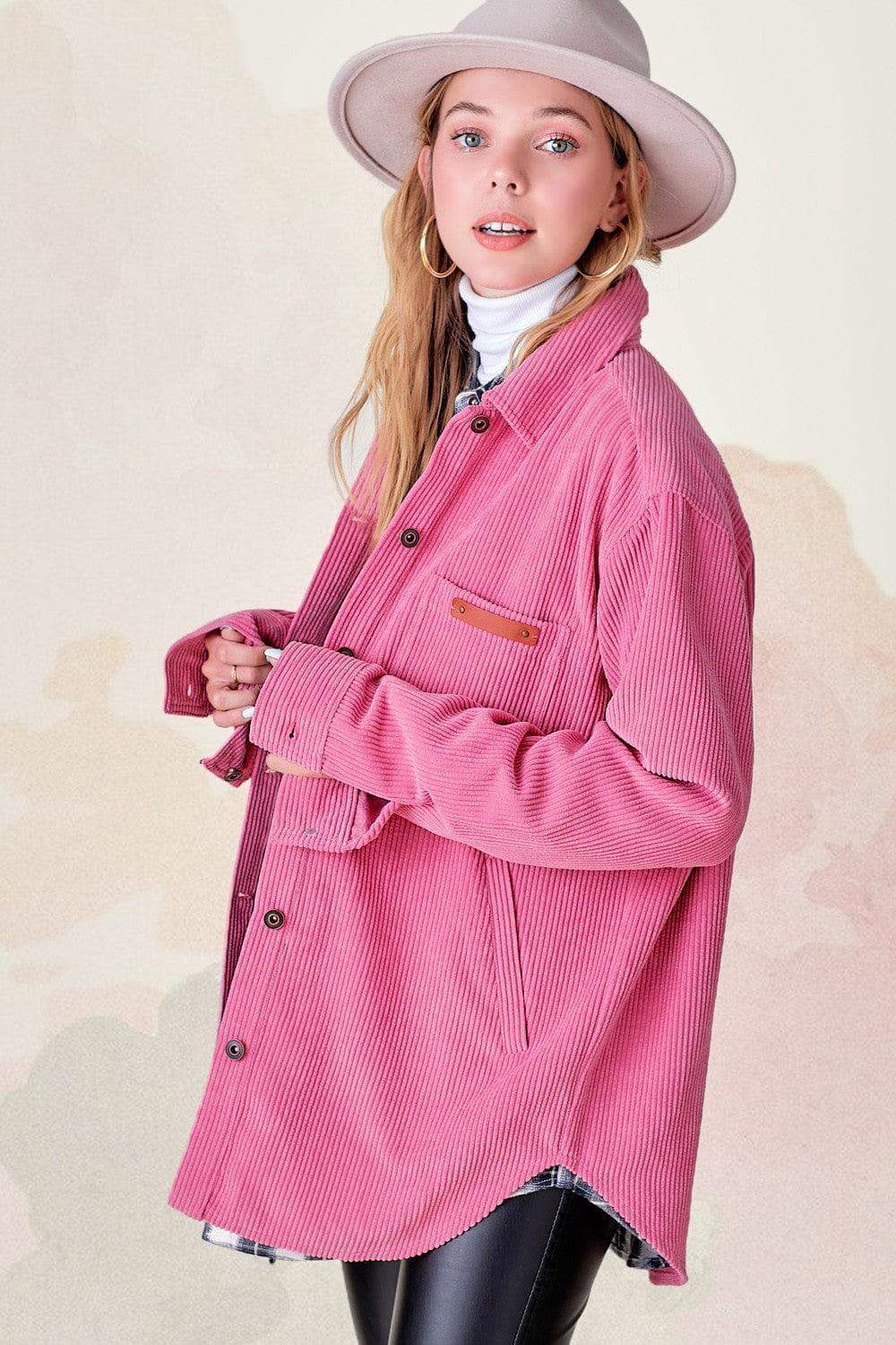 LA MIEL Madera Shacket| Brick, Candy, Ecru - SwagglyLife Home & Fashion