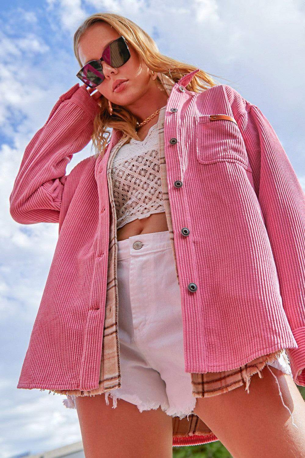 LA MIEL Madera Shacket| Brick, Candy, Ecru - SwagglyLife Home & Fashion