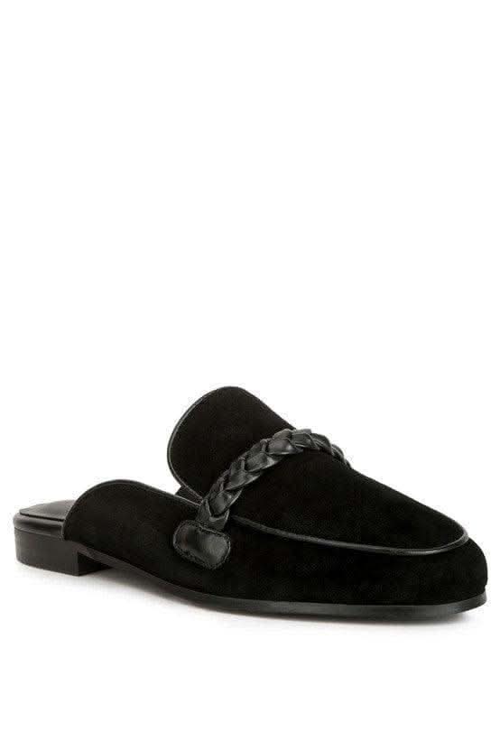 Lavinia Suede Leather Braided Detail Mules, 2 Colors - SwagglyLife Home & Fashion