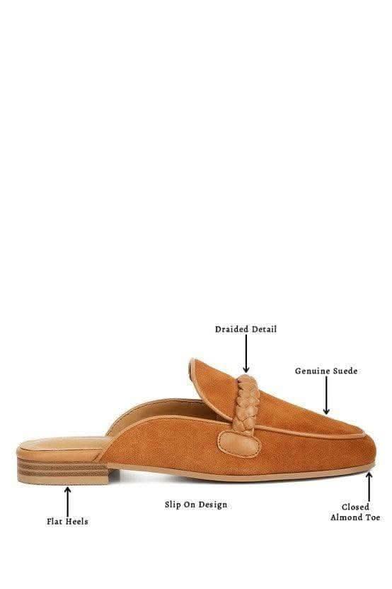 Lavinia Suede Leather Braided Detail Mules, 2 Colors - SwagglyLife Home & Fashion