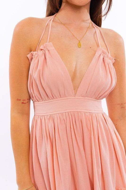 LE LIS Halter Babydoll Tiered Mini Dress, 2 Colors in - Dresses photo