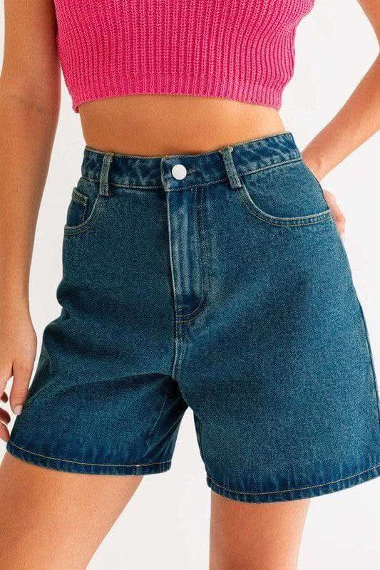 LE LIS Mid Length Denim Shorts in DENIM - Shorts photo