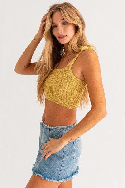 SHOULDER TIE KNIT TANK - SwagglyLife Home & Fashion