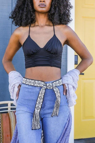 Leto Collection Woven Aztec Waist Tie Belt w/ Frayed Trim - SwagglyLife Home & Fashion