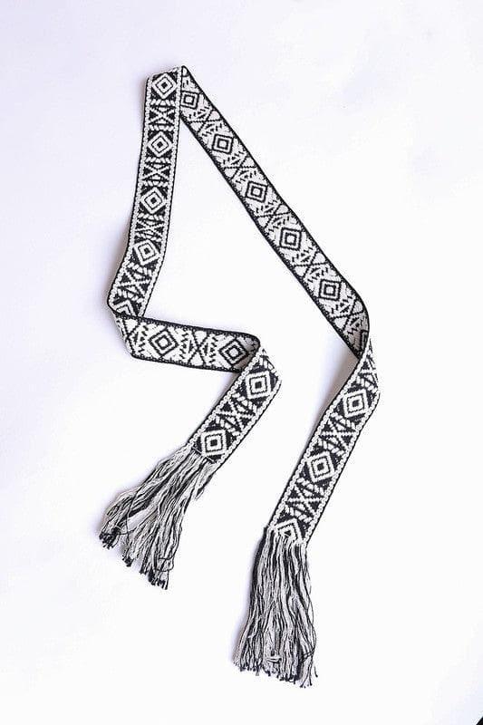 Leto Collection Woven Aztec Waist Tie Belt w/ Frayed Trim - SwagglyLife Home & Fashion