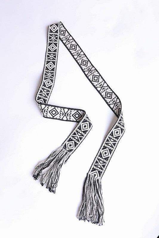 Leto Collection Woven Aztec Waist Tie Belt w/ Frayed Trim - SwagglyLife Home & Fashion