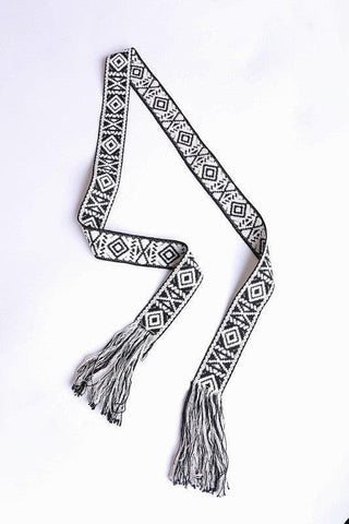 Leto Collection Woven Aztec Waist Tie Belt w/ Frayed Trim - SwagglyLife Home & Fashion