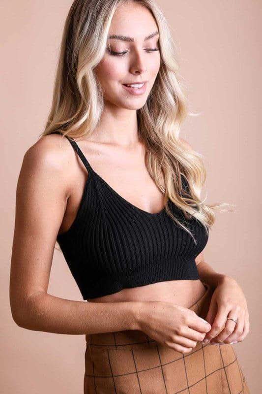 Leto Contour Rib Knit Brami Lounge Top in - photo