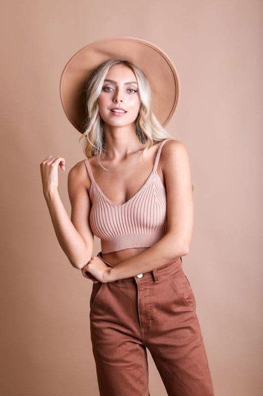 Contour Rib Knit Brami Lounge Top - SwagglyLife Home & Fashion
