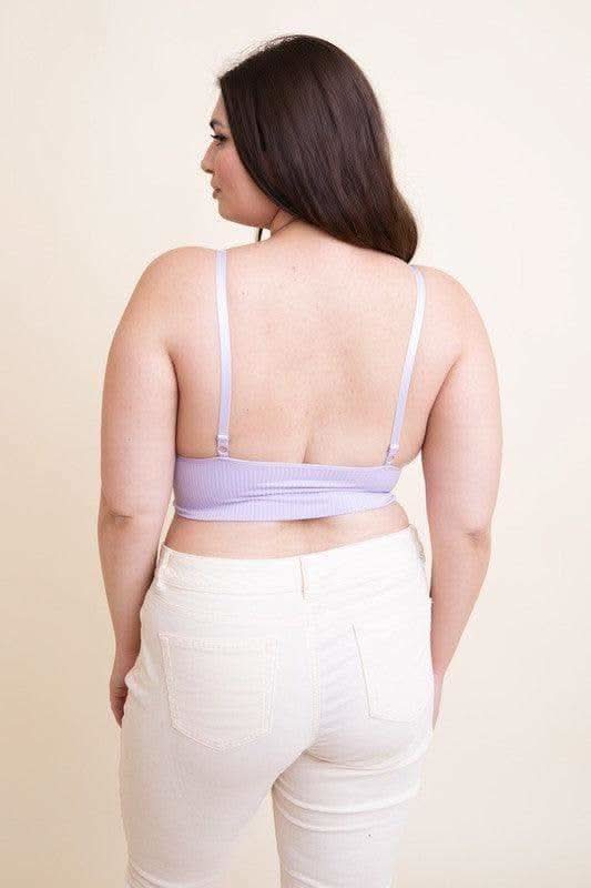 LETO Plus Size Waistband Loop Lace Brami - SwagglyLife Home & Fashion