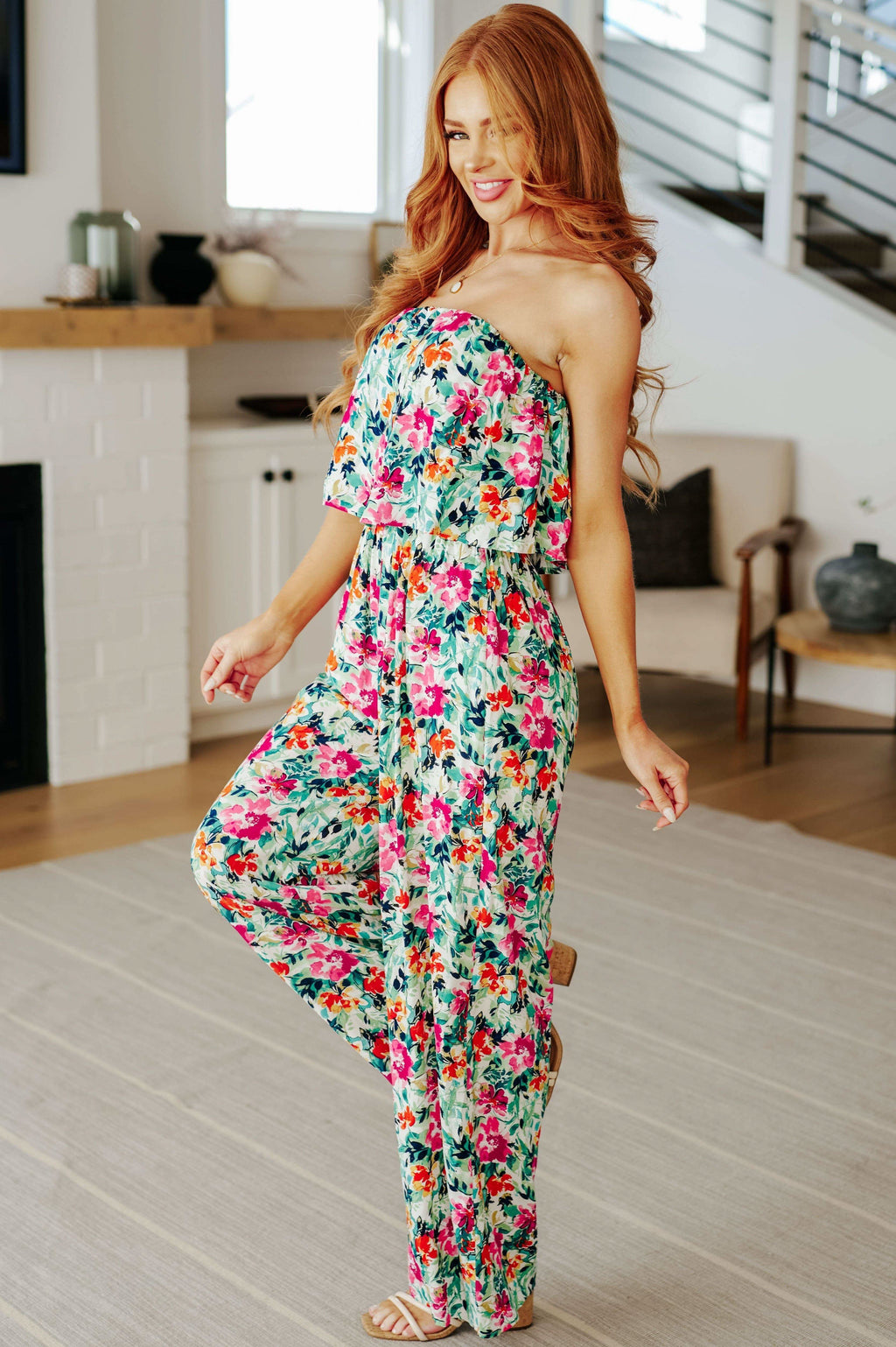 Life of the Party Floral Jumpsuit in Green - SwagglyLife Home & Fashion