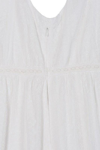 LILOU Embroidered White V-Neckline Tiered Dress - SwagglyLife Home & Fashion