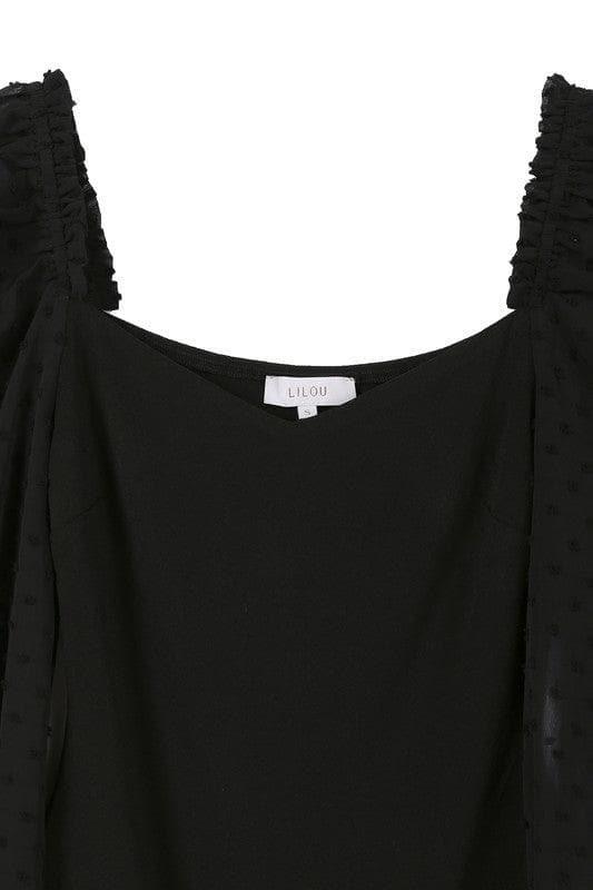 LILOU Long Sleeves Shirring Sleeve Bodysuit - SwagglyLife Home & Fashion