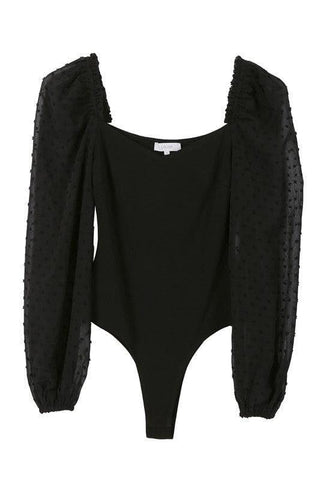 LILOU Long Sleeves Shirring Sleeve Bodysuit - SwagglyLife Home & Fashion