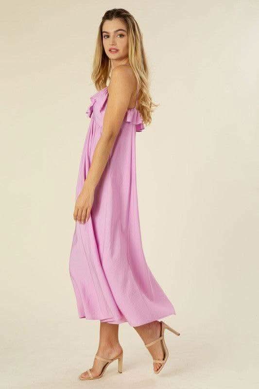 LILOU Maxi Dress with Ruffles, Lavender - SwagglyLife Home & Fashion