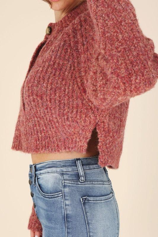 LILOU Melange Multicolor Sweater Top, Purple | Red - SwagglyLife Home & Fashion