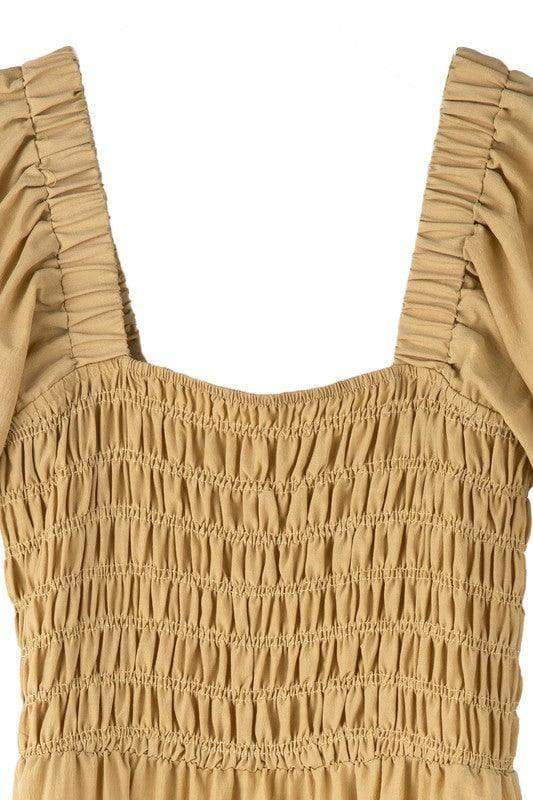 LILOU Tiered Long Dress with Puff Sleeves, 2 Colors - SwagglyLife Home & Fashion