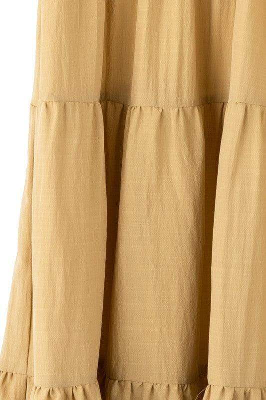 LILOU Tiered Long Dress with Puff Sleeves, 2 Colors - SwagglyLife Home & Fashion