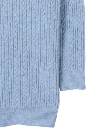 LILOU Wool Blended Cable Knitted Cardigan, Light Blue - SwagglyLife Home & Fashion