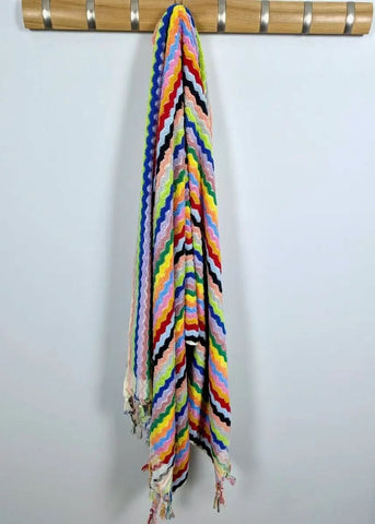 Limited Edition Rainbow Ripple Turkish Towel – Plush, Colorful, 100% Cotton Bath & Pool Towel (35" x 70")